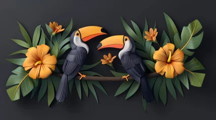  Exotic toucans on vibrant branches in lush tropical foliage, creating a captivating natural scene © Ilja