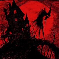 scary halloween background haunted house