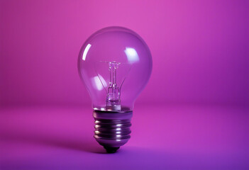 Purple Lightbulb on Purple background Colorful Bulb on studio background wallpaper modern Smart creativity and innovation concept