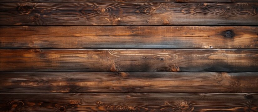 A closeup of a rectangular plank of hardwood flooring with a brown wood stain, showcasing the natural pattern of the lumber. Building material in focus with blurred background