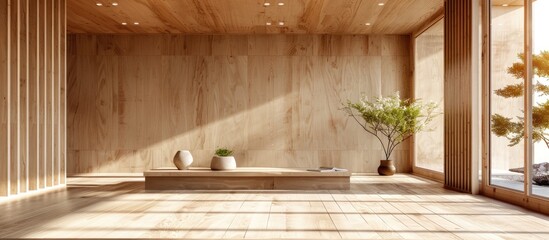 Empty room with wooden interior.