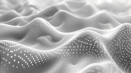 An image showing a digital wave pattern with dots of light on a soft blue background, illustrating the concept of technology and data.