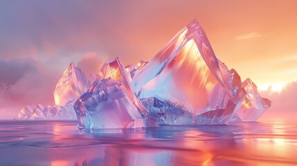 abstract image features an array of crystalline structures with a striking interplay between warm and cool hues, creating a dynamic visual that simulates energy and contrast.