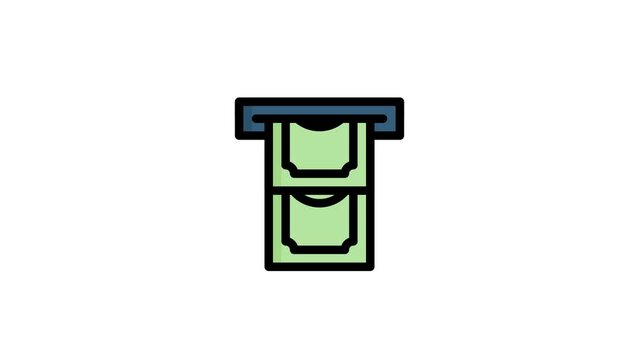 Withdraw icon animation in flat line style on white background