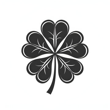 Four leaf clover icon. Black icon isolated on white background. generative ai 
