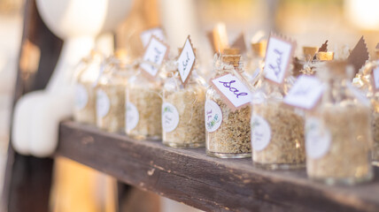 Organic wedding decoration salt containers