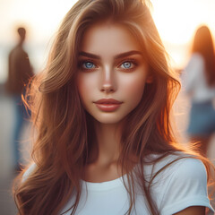 Fototapeta premium Mesmerizing Aura of a Blue-Eyed Blonde