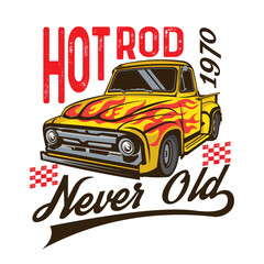 Hot Rod Classic car vector illustration in retro vintage style, perfect for t shirt design