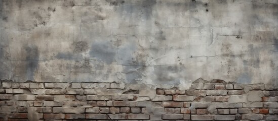 A detailed closeup of a grey brick wall with a concrete wall in the background. The intricate brickwork forms a unique pattern in the landscape