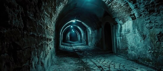 Old abandoned dungeons or catacombs. Abandoned rooms and corridors. - obrazy, fototapety, plakaty