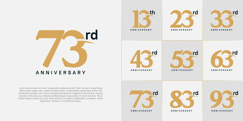 Set of Anniversary Logotype with swoosh, brown and black color can be use for special day celebration