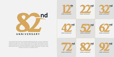 Set of Anniversary Logotype with swoosh, brown and black color can be use for special day celebration