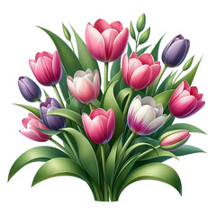 Beautiful tulip Flower bouquet vector  isolated on white  background
