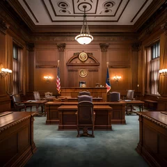 Deurstickers Classic Interior of BJ Courtroom Displaying Justice and Authority © Glen