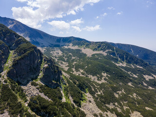 Aerial view of Pirin Mountain near Yalovarnika peak, Bulgaria