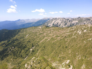 Aerial view of Pirin Mountain near Yalovarnika peak, Bulgaria