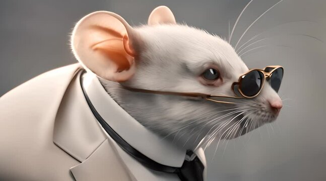 white rat in tuxedo suit as corruption concept
