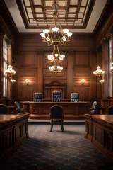 Tuinposter Classic Interior of BJ Courtroom Displaying Justice and Authority © Glen