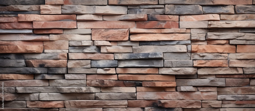 Poster a closeup of a brown brick wall featuring different types of bricks. the brickwork showcases a varie