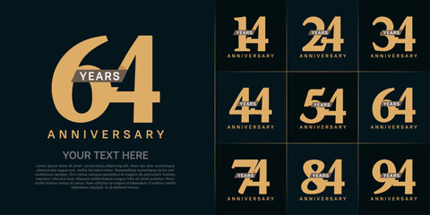 Set of Anniversary Logotype with brown ribbon, soft brown color can be use for special day celebration