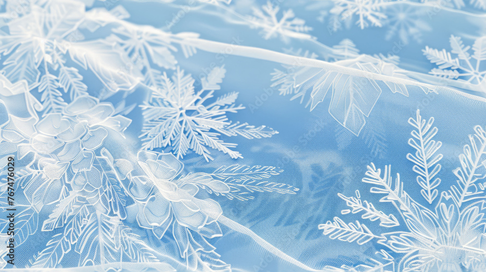 Poster a blue background with white snowflakes and snow flakes on the bottom of the image and the bottom of