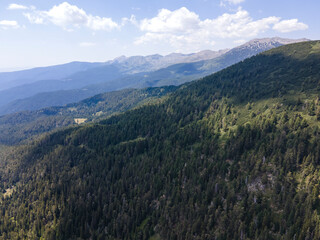 Aerial view of Pirin Mountain near Yalovarnika peak, Bulgaria