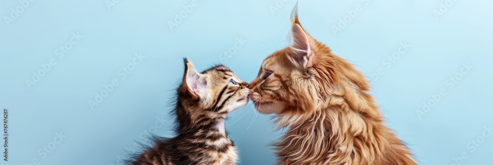 Aufkleber male kodkod and kodkod kitten portrait with spacious text area on left side for enhanced messaging