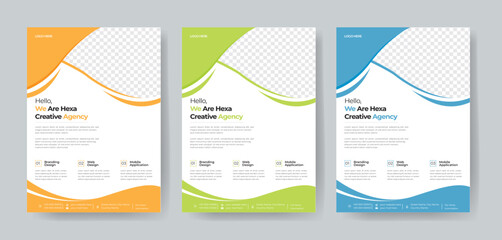 Corporate Business Flyer template layout 3 color design concept in the template.