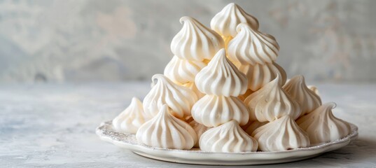 Professional food photography of meringue cookies on a kitchen table for enticing culinary visuals
