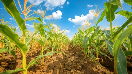 Maiskolben auf einem Maisfeld, Konzept Landwirtschaft, Maisbauer