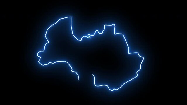 map of Al Bayda in yemen with glowing neon effect