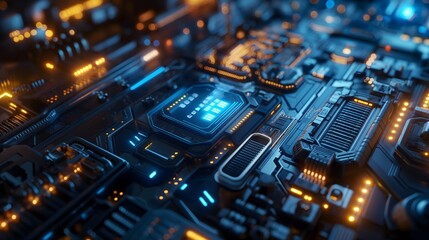Motherboard eines Computers mit LED Beleuchtung