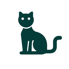 Cute Cat vector icon silhouette illustration on a Transparent Background