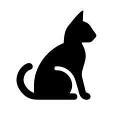 Cute Cat vector icon silhouette illustration on a Transparent Background