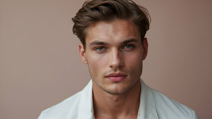 Fototapeta premium close up portrait of a German man with clean fresh skin , Face care, Facial treatment, Cosmetology, beauty and spa 