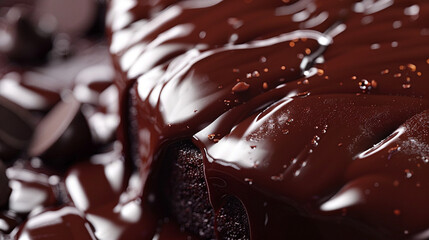 Close-up of Rich Melted Chocolate Cascading on Dessert Delicacy