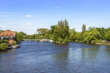The beautiful view of coastline of the River Thames in Royal Windsor in England.