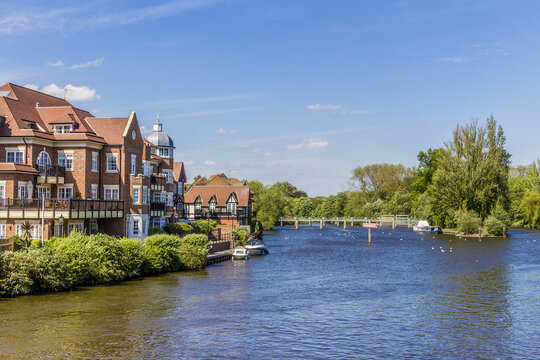 The beautiful view of coastline of the River Thames in Royal Windsor in England.