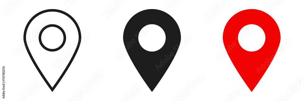 Aufkleber Location icon set, Map pin place marker. location pointer icon symbol in flat style. Red Location pin icon, Navigation sign