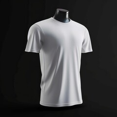 A studio shot of the white T-shirt template being worn by an invisible mannequin, highlighting its fit and shape for design visualization. Generative AI