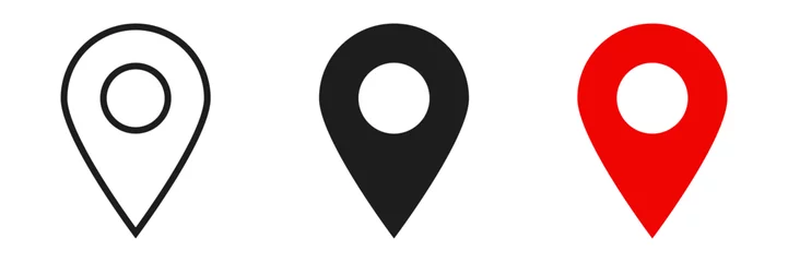 Fotobehang Location icon set, Map pin place marker. location pointer icon symbol in flat style. Red Location pin icon, Navigation sign © icons gate