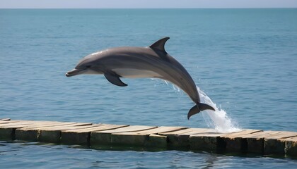 A Dolphin Leaping Over A Jetty