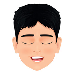 smiling black haired young male head