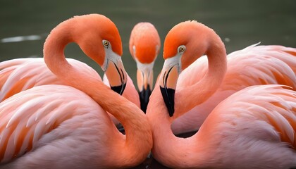 Flamingos With Their Wings Forming A Heart Shape