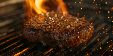 Steak grilled on a hot and smoky oven, provision resturent, firing up the grill, outdoor grilling recipe