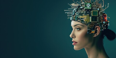 Woman with circuitry installed in her head