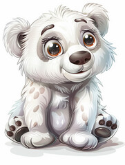 Adorable Baby Polar Bear: Playful Cartoon Portrait on White