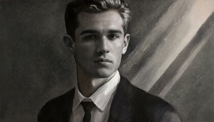 Fototapeta premium A winter fashion portrait in a snowy mountain landscape. The model is wrapped in a luxurious.