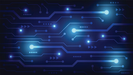 circuit board with blue light. futuristic technology background