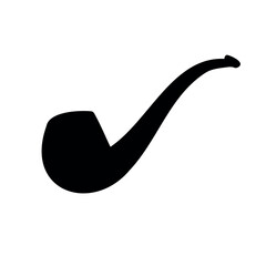 Vector hand drawn smoking pipe silhouette isolated on white background
